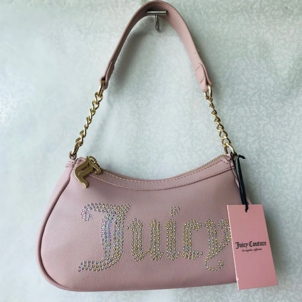 Juicy Couture Pink Shoulder Bag with Rhinestone Logo - Picture 5 of 7